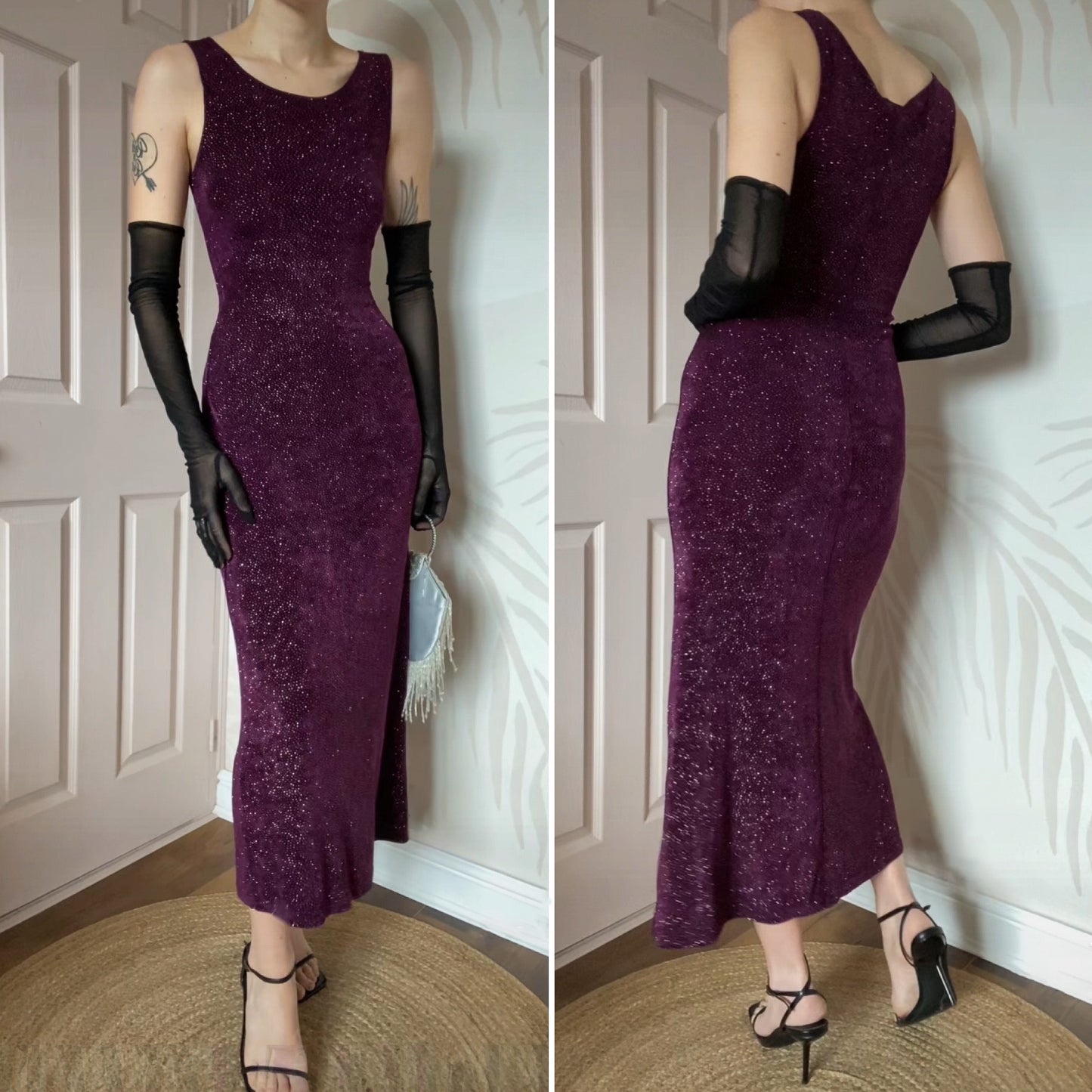 Bay trading purple glittery stretch evening dress UK 12 & 14 available