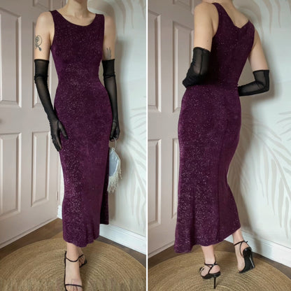 Bay trading purple glittery stretch evening dress UK 12 & 14 available