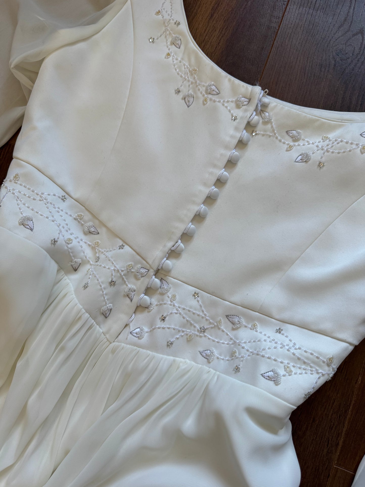 Ivory long sleeve ethereal wedding dress uk 16