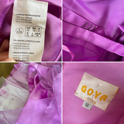 Goya purple strapless a-line prom dress uk 10