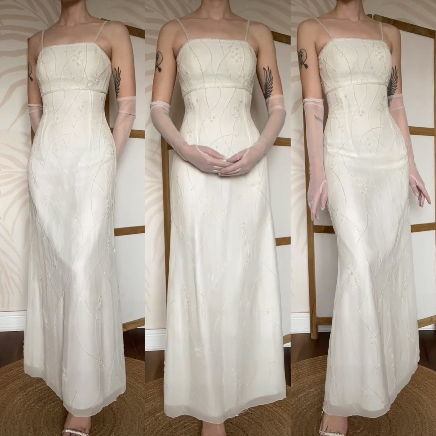 Scala 100% silk ivory beaded wedding dress uk 10