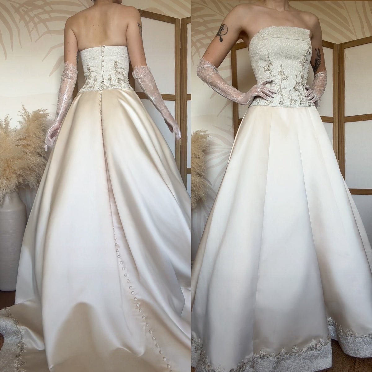 Strapless a-line cream ethereal wedding dress uk 10
