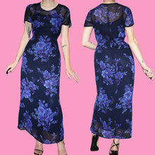 Load image into Gallery viewer, Blue Hamells Floral Sheer Short Sleeve Dress UK 10
