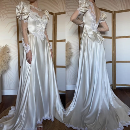 Gianni Balenti ivory satin 80s wedding dress uk 10