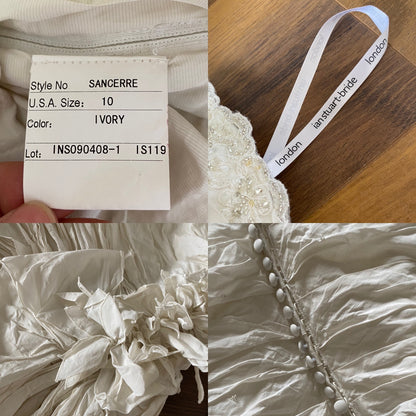 Ian Stuart ivory strapless fit & flare wedding dress UK 10-12