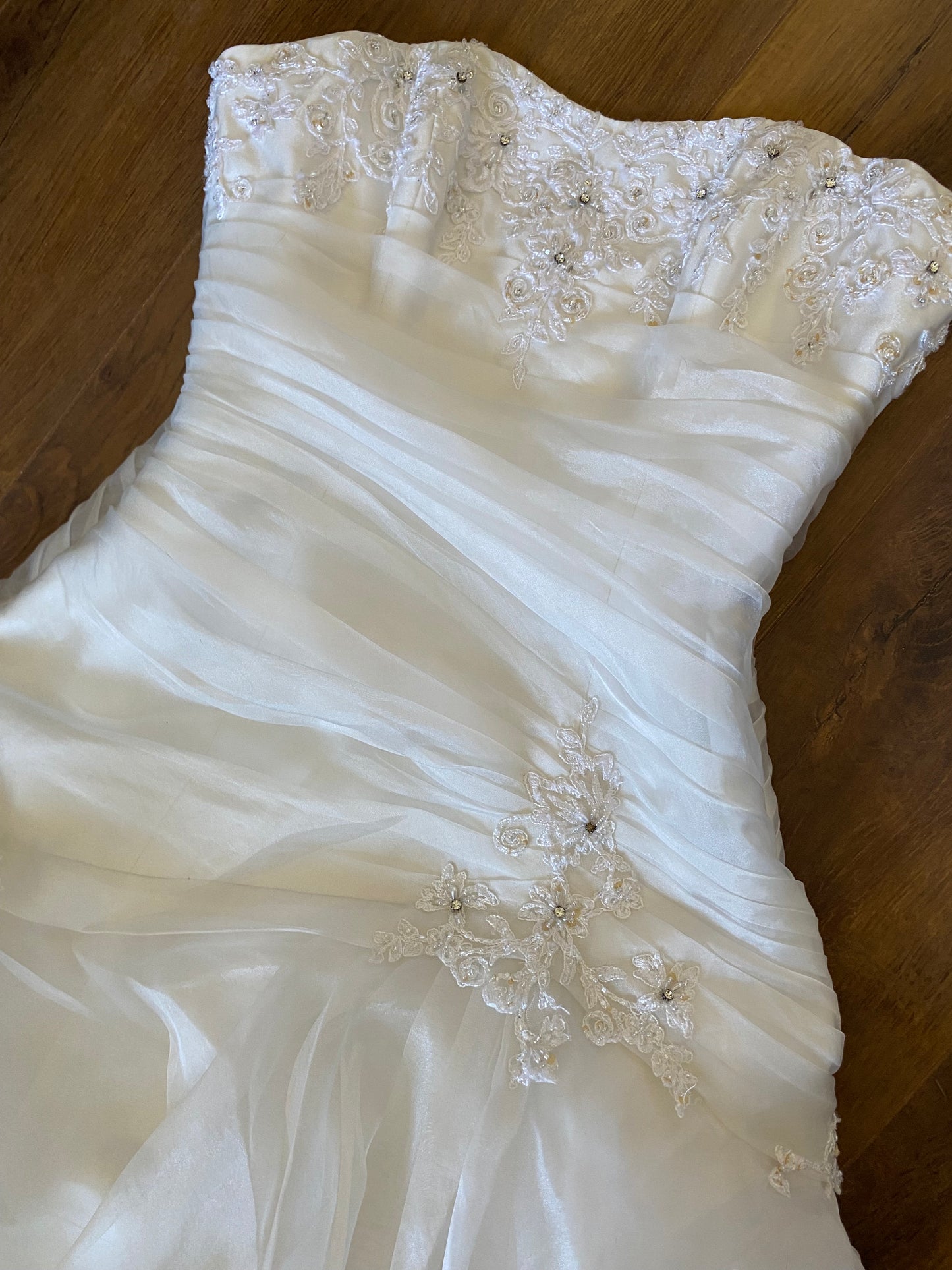 Maggie Sottero organza strapless a-line wedding dress uk 14