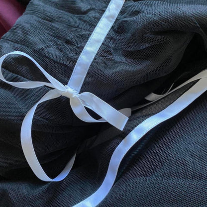 Black layered ribbon tulle evening dress UK 12 available