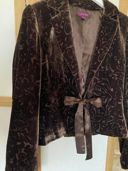 August Silk brown velvet evening jacket uk 12