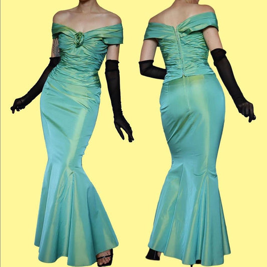 John Charles designer vintage iridescent green 2 piece UK 10