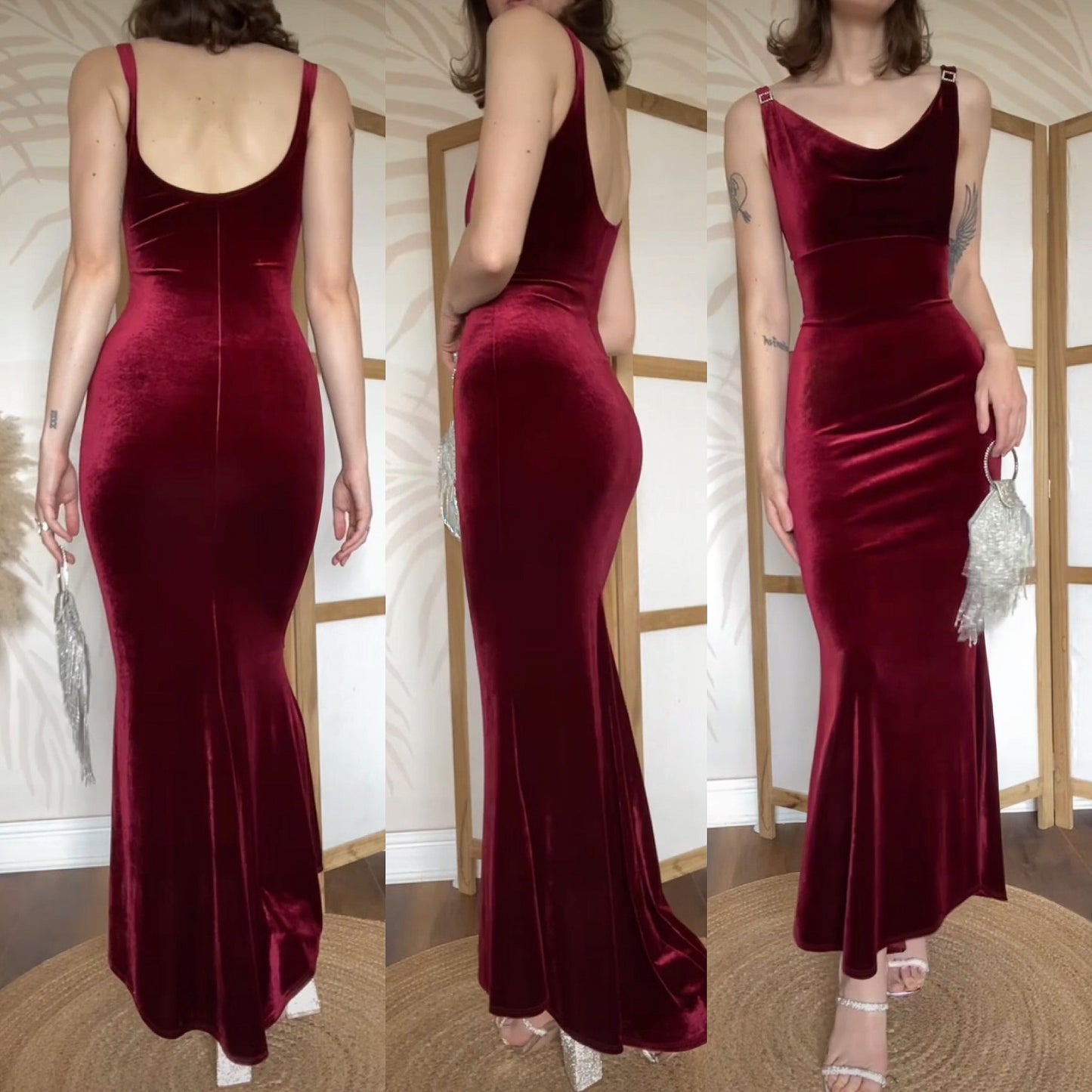 Red velvet stretch bodycon dress uk 10