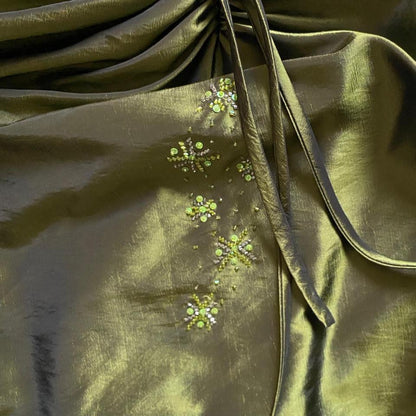 Green taffeta strapless prom dress uk 12-14