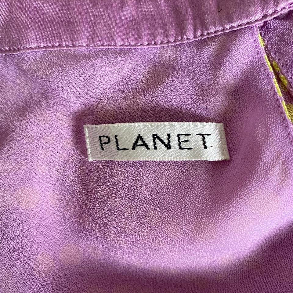 100% silk Planet lilac dotty evening dress UK 16