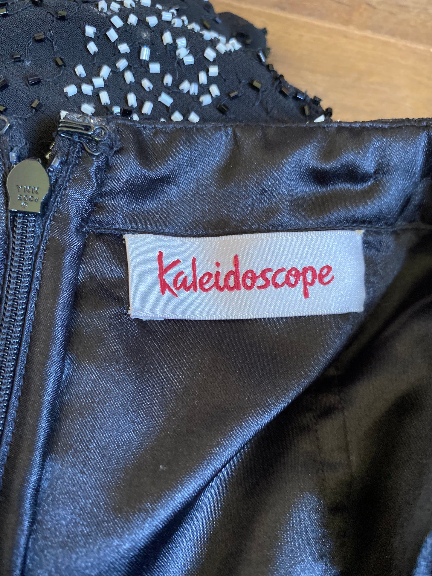 Black & white Kaleidoscope beaded evening gown UK 12