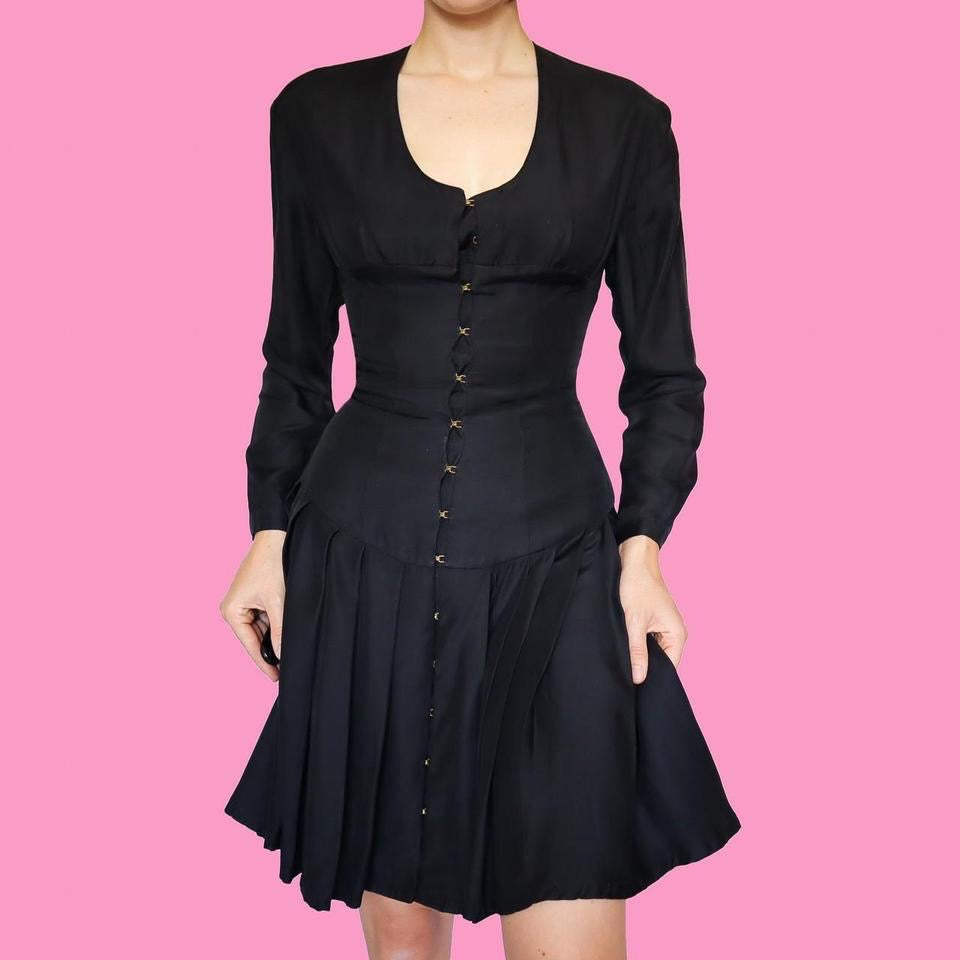 Nick Coleman black long sleeve mini dress UK S