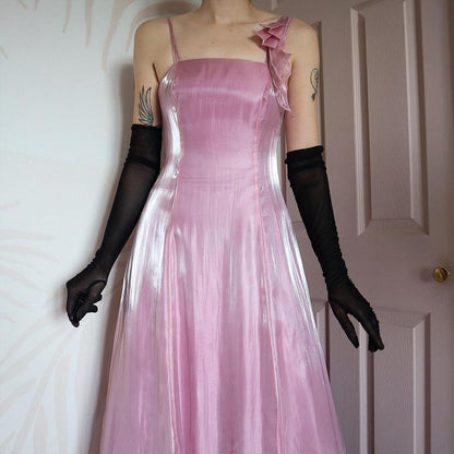 Silky Pink A-Line Debut Evening Dress UK 8