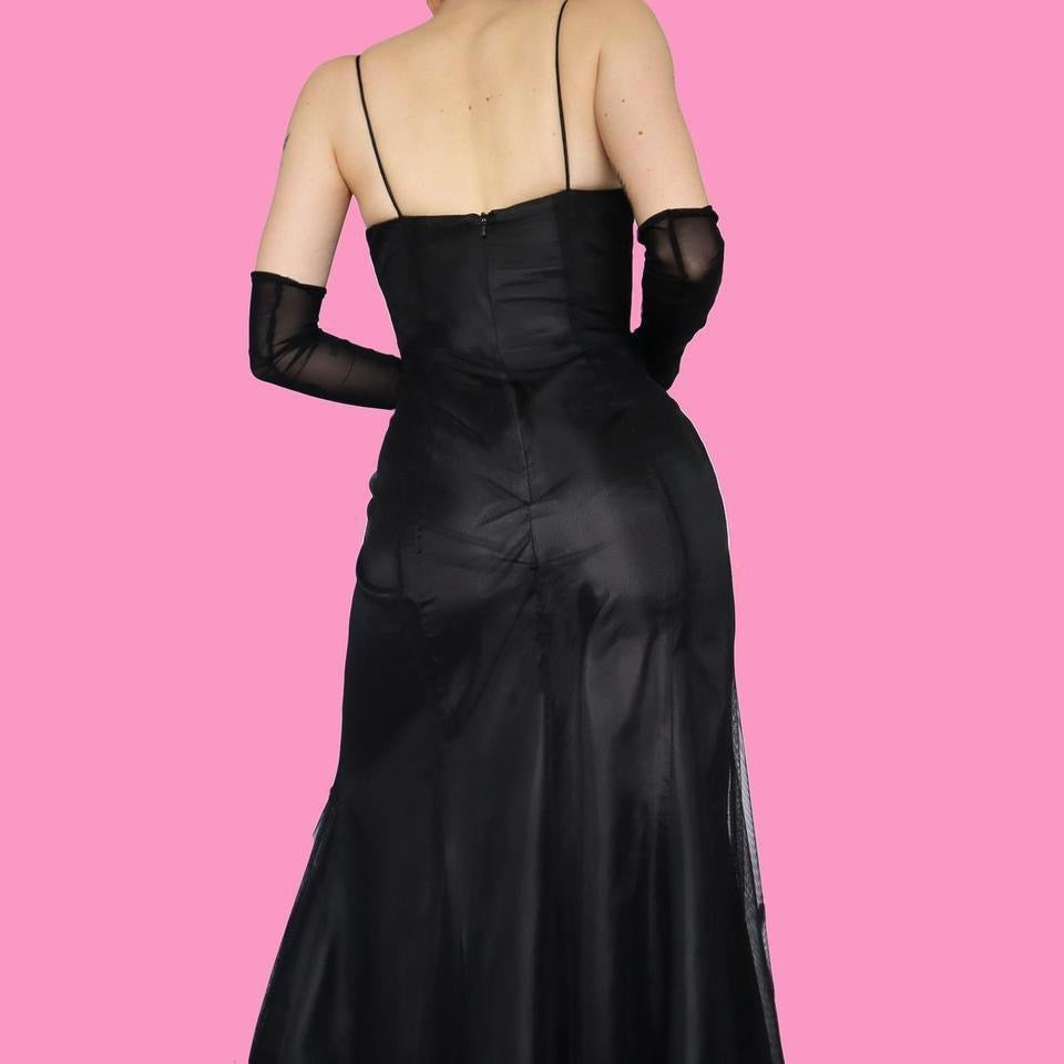 Black beaded Morgan & Co gown UK 8-10