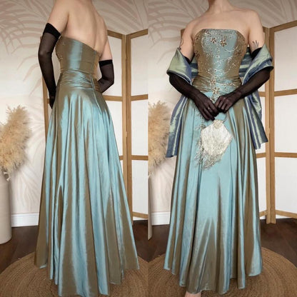 Iridescent grey/green strapless prom dress uk 8