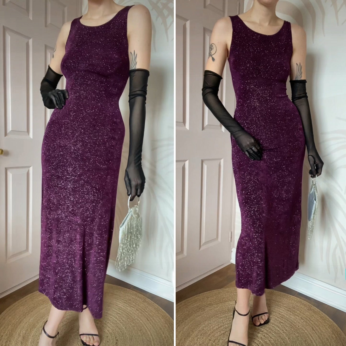 Bay trading purple glittery stretch evening dress UK 12 & 14 available