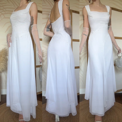 White Ronald Joyce beaded wedding dress UK 14