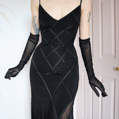 Black stretch sheer gown UK 8-10