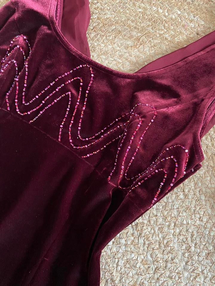 John Charles red velvet stretch evening dress uk 12-14