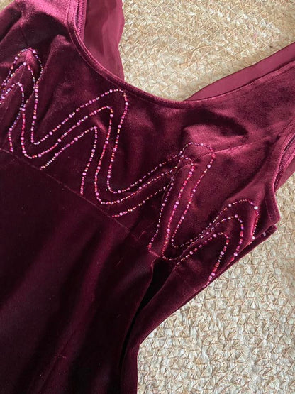 John Charles red velvet stretch evening dress uk 12-14