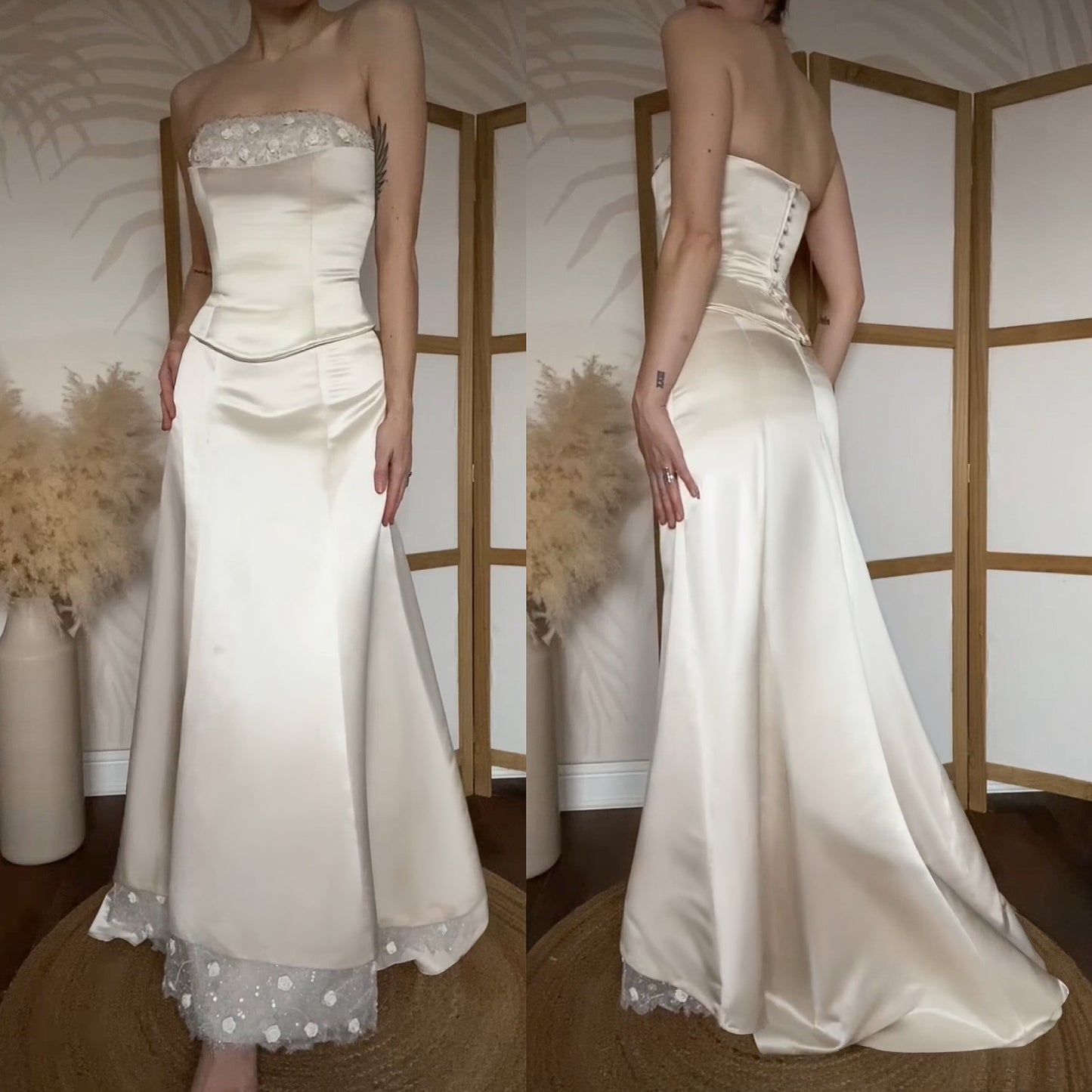 Champagne 2-piece top & skirt wedding set uk 8