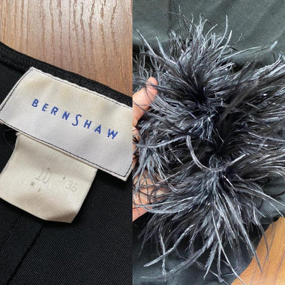 Black Bernshaw feather mini dress uk 8-10