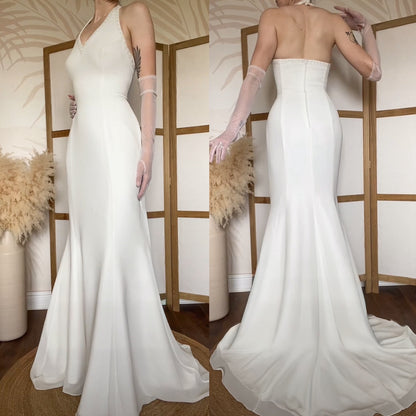 Romantica ivory halter-neck wedding dress uk 14
