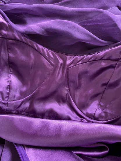 Purple chiffon evening dress UK 12