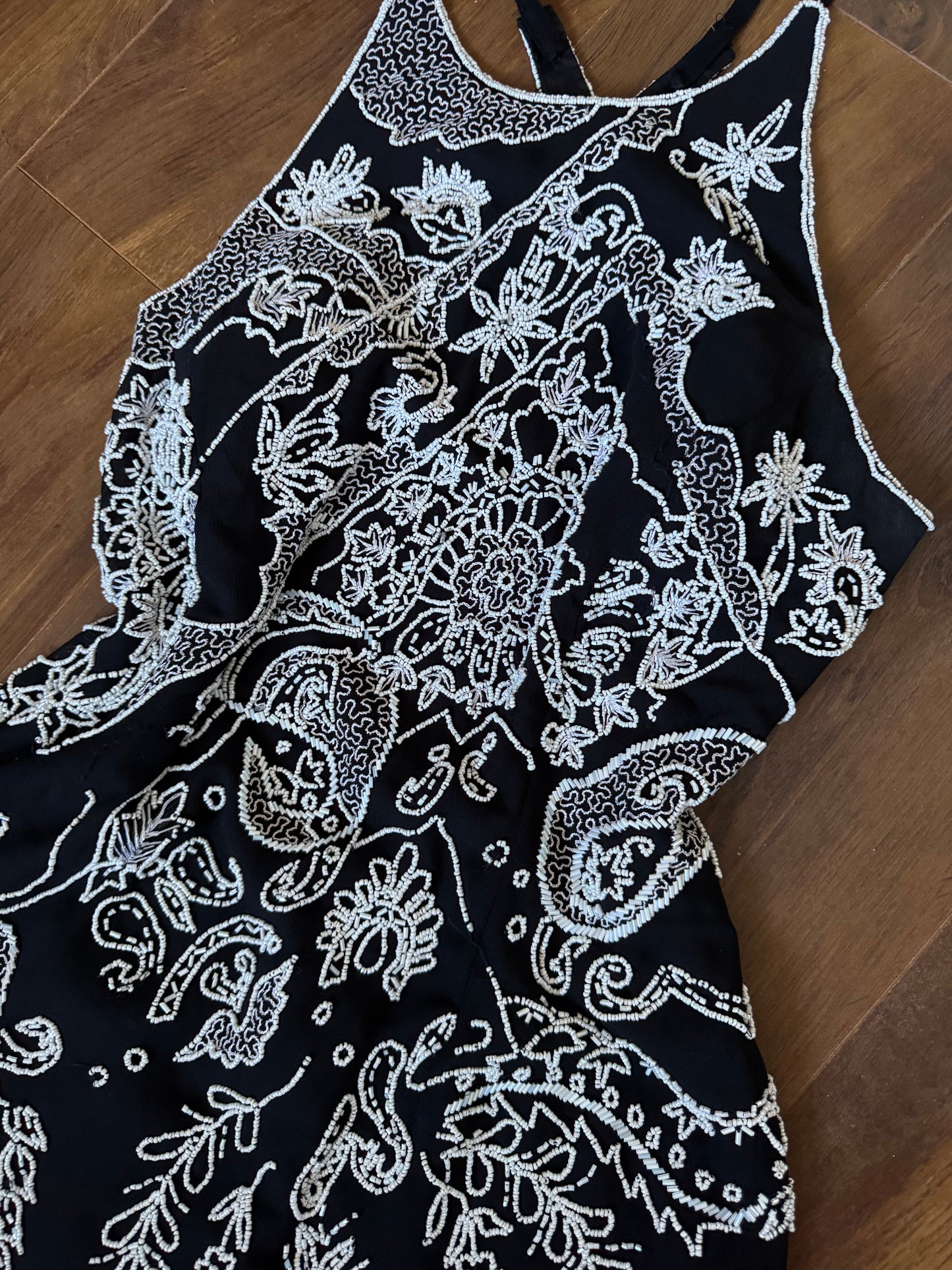 Black & white beaded evening dress uk 14
