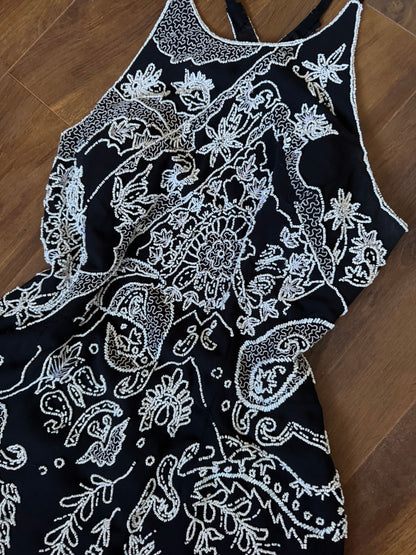 Black & white beaded evening dress uk 14