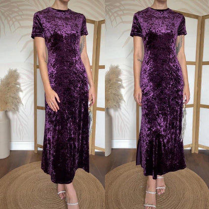 Karen Kane purple velvet petite dress uk 12