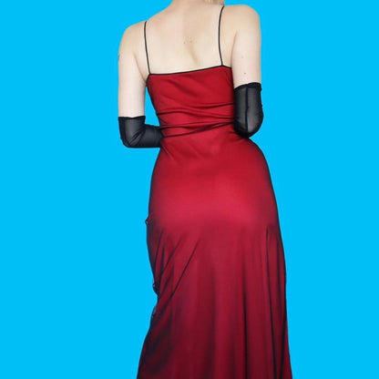 Red beaded slip midi dress UK 10