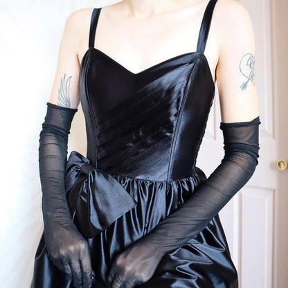 C&A black silky a-line evening dress UK 10