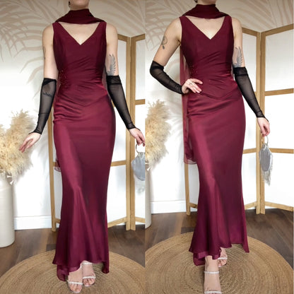 Veromia burgundy top, skirt & shawl set uk 8