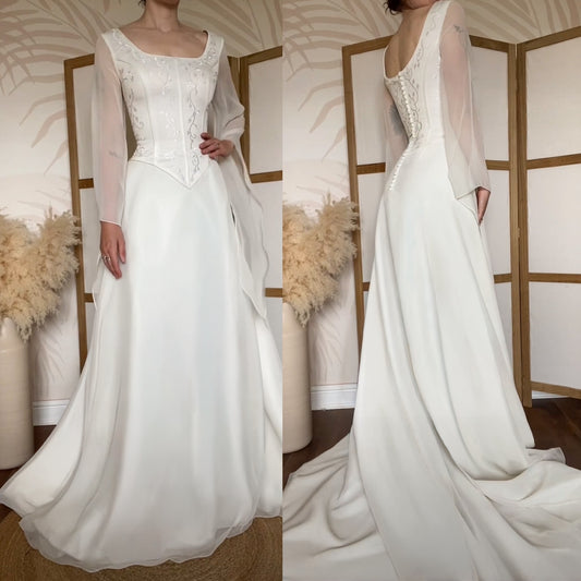 Sincerity ivory long sleeve wedding dress uk 14