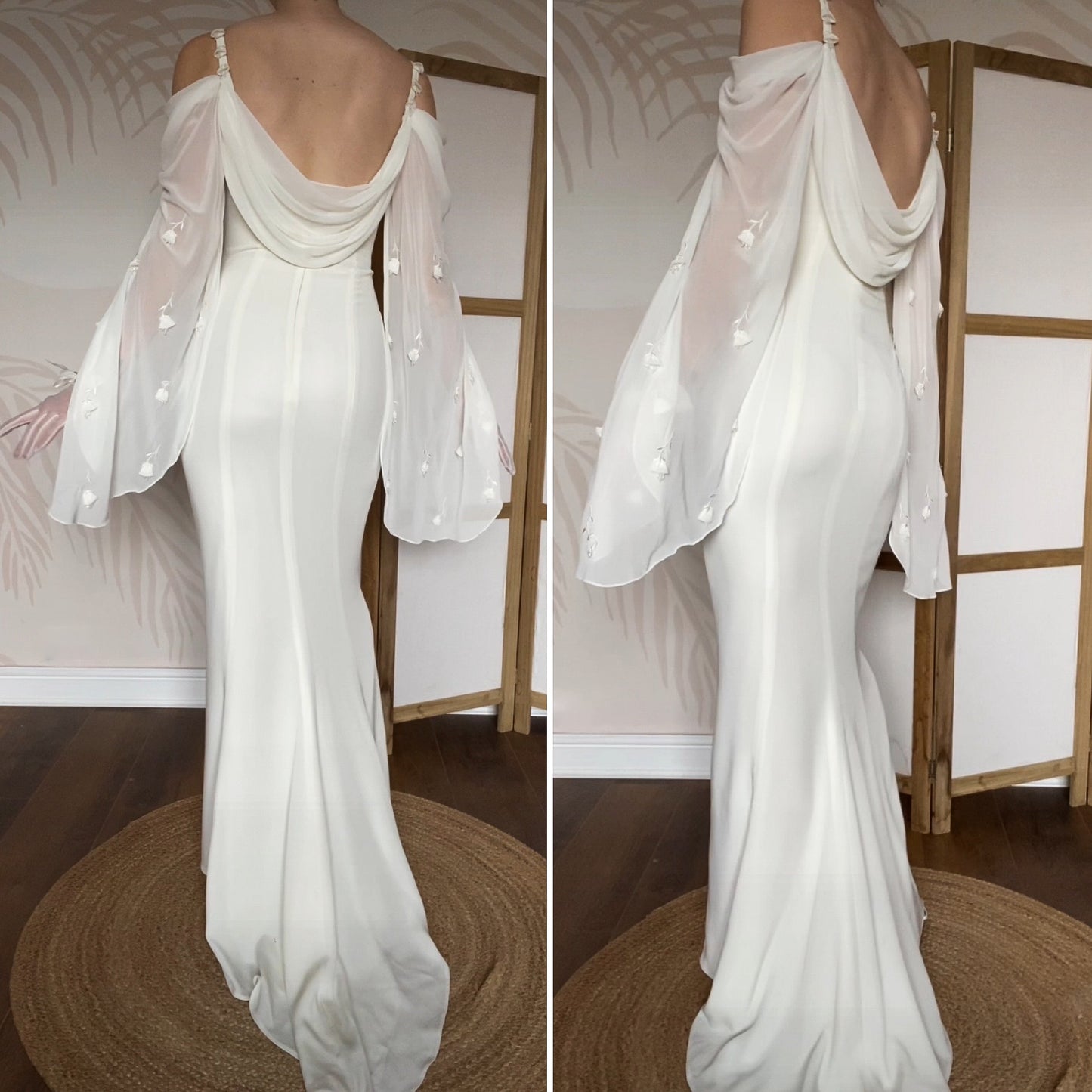 Ellis white long sleeve wedding dress UK 10-12