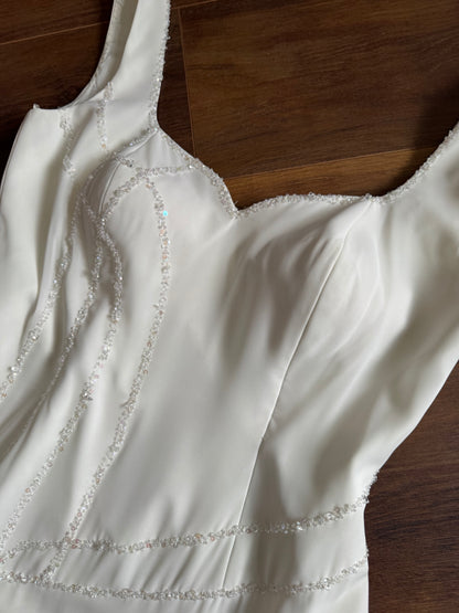 Ivory beaded chic wedding dress uk 16