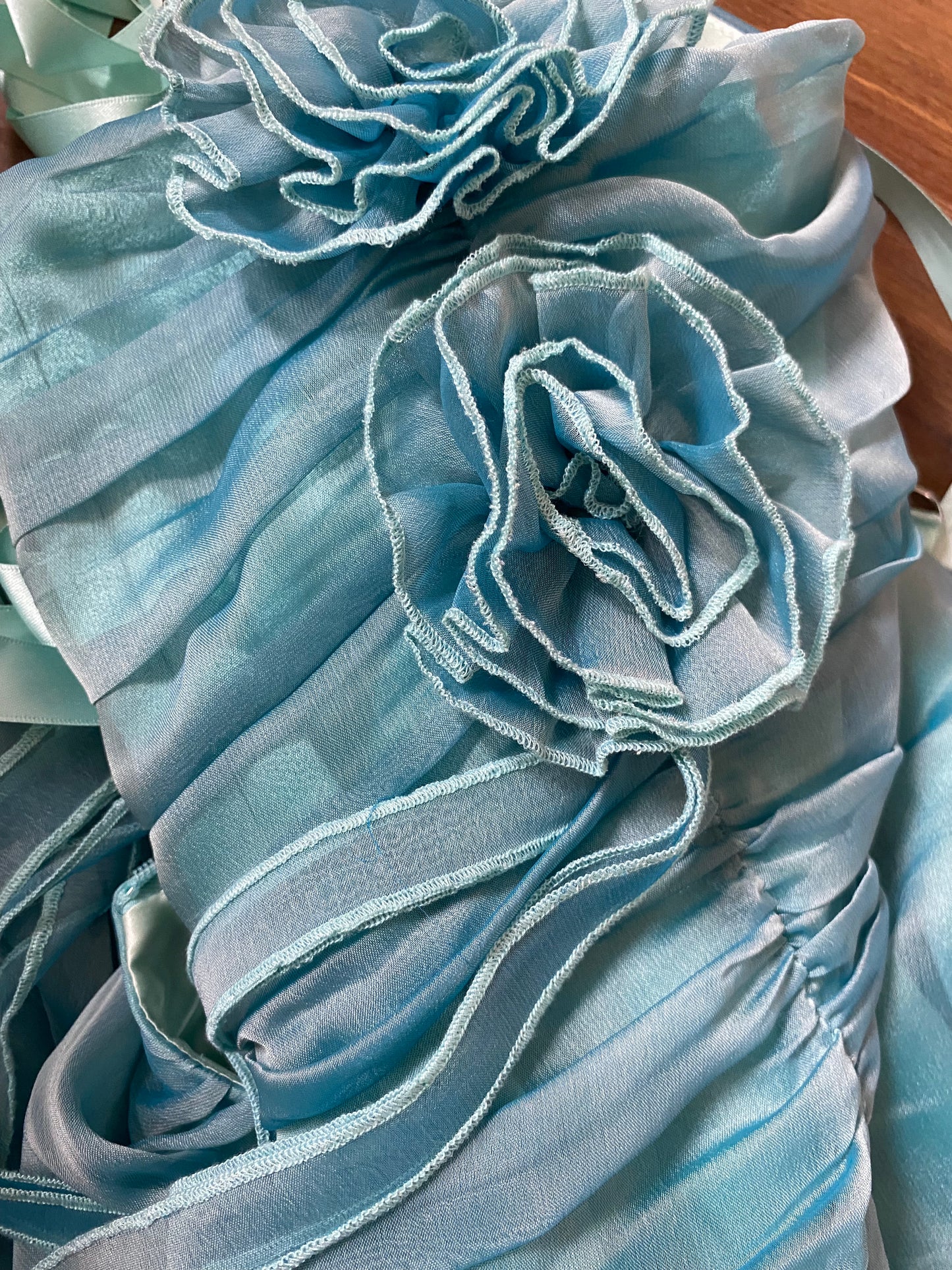 Blue strapless lace up evening midi dress UK 8-10