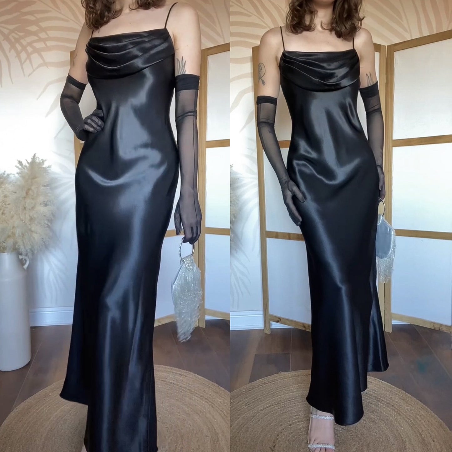 Black satin Jump Apparel slip dress uk 10