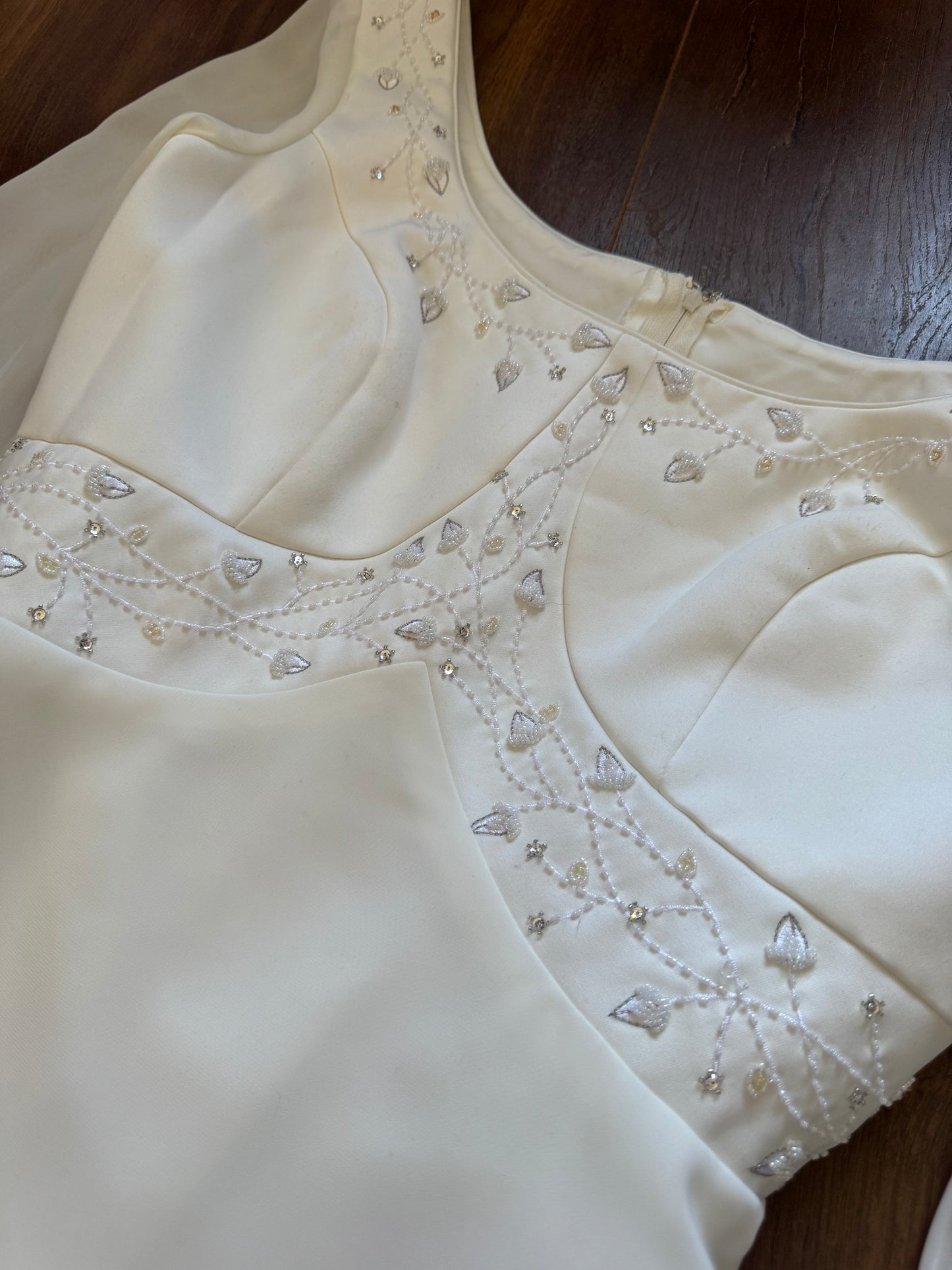 Ivory long sleeve ethereal wedding dress uk 16
