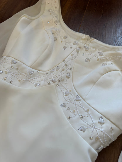 Ivory long sleeve ethereal wedding dress uk 16
