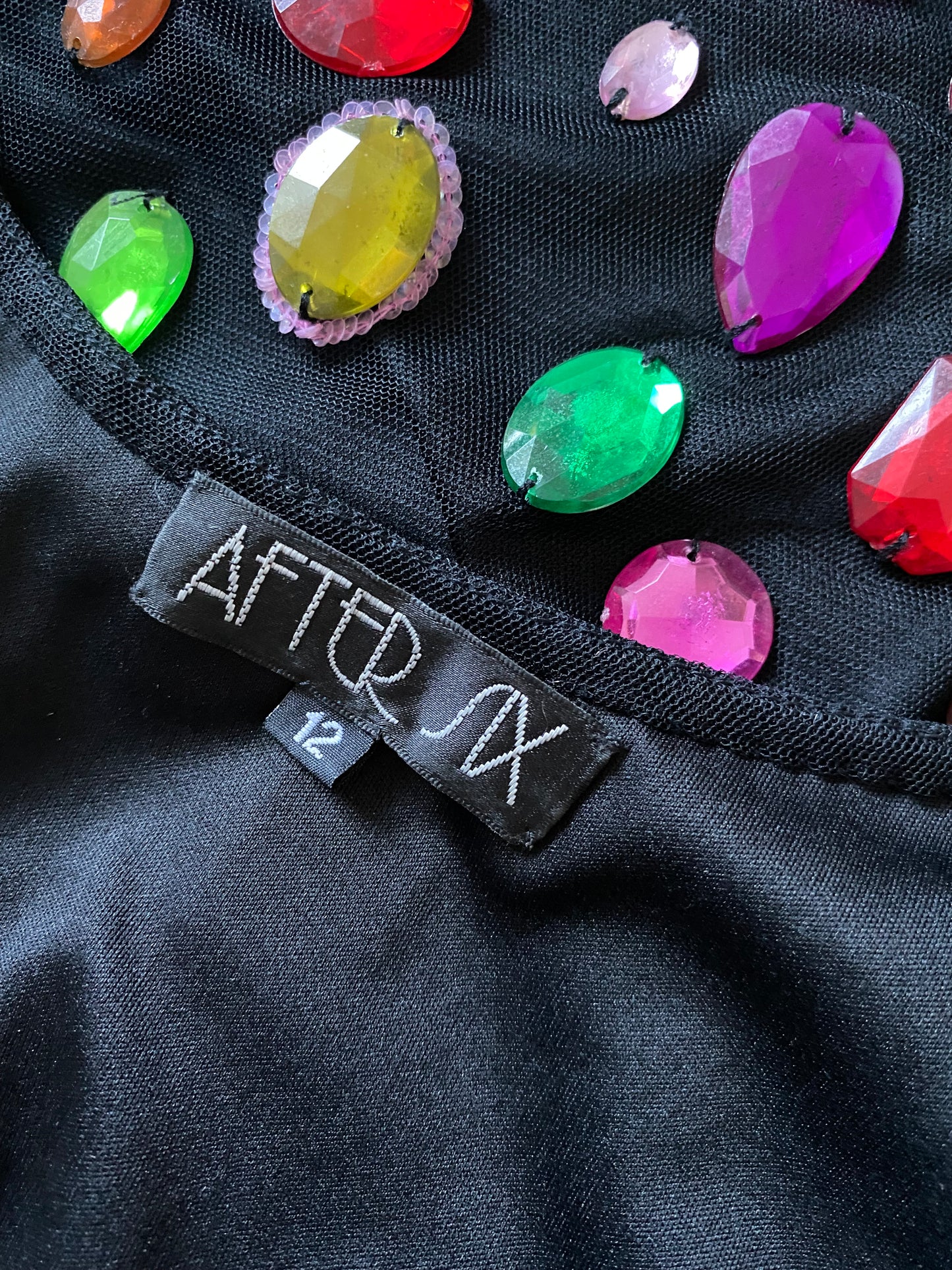 Black After Six stretch gem evening dress UK 14