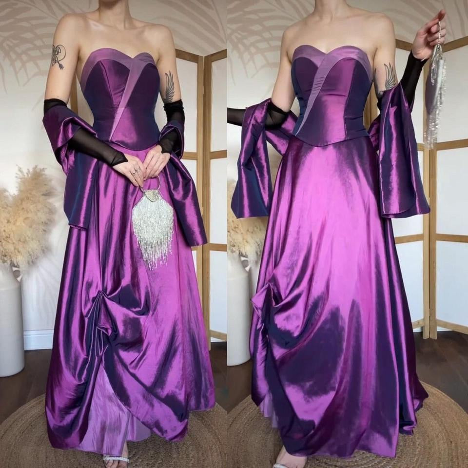 Purple taffeta 3-piece prom set uk 14