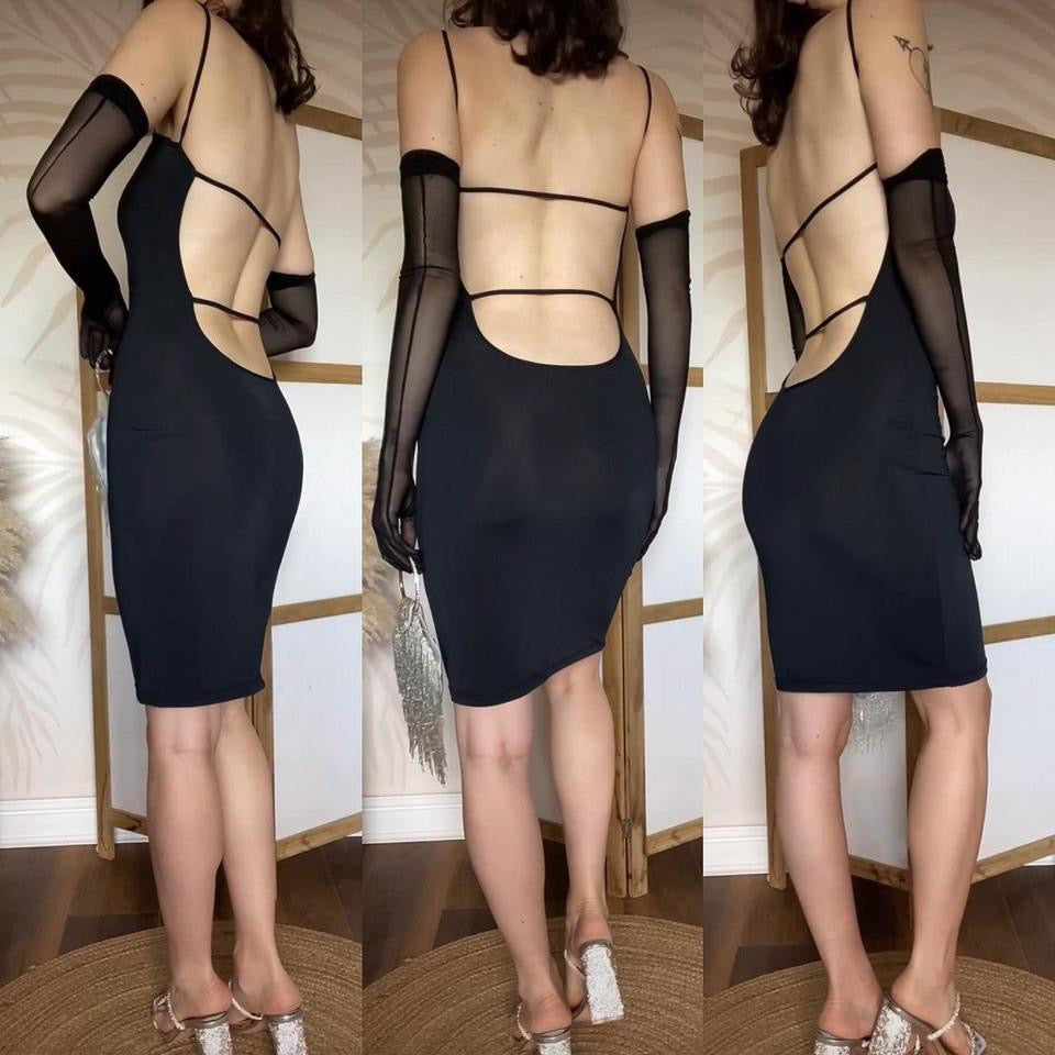 Nick Coleman black open back mini dress uk 10