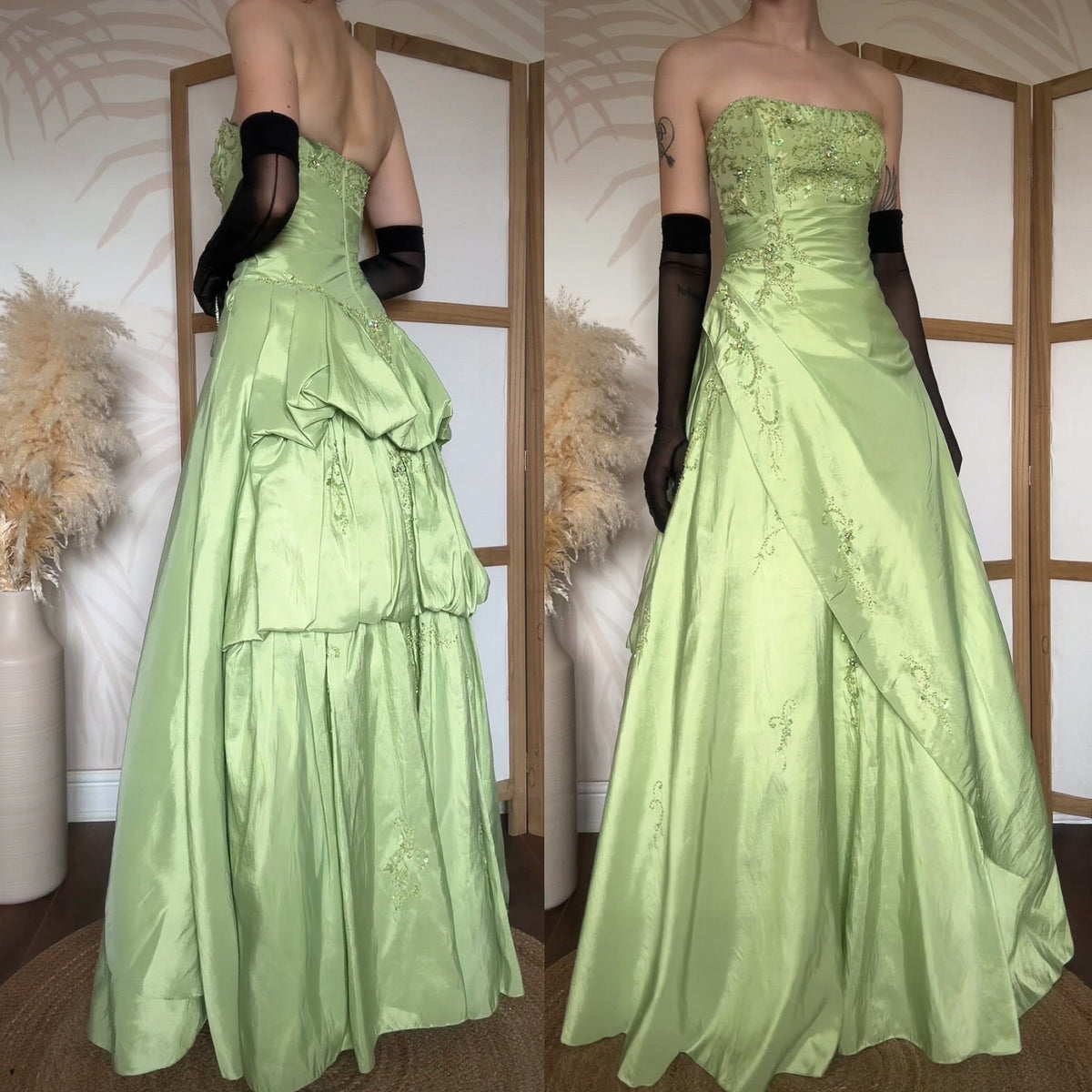 Green strapless a-line prom dress uk 10