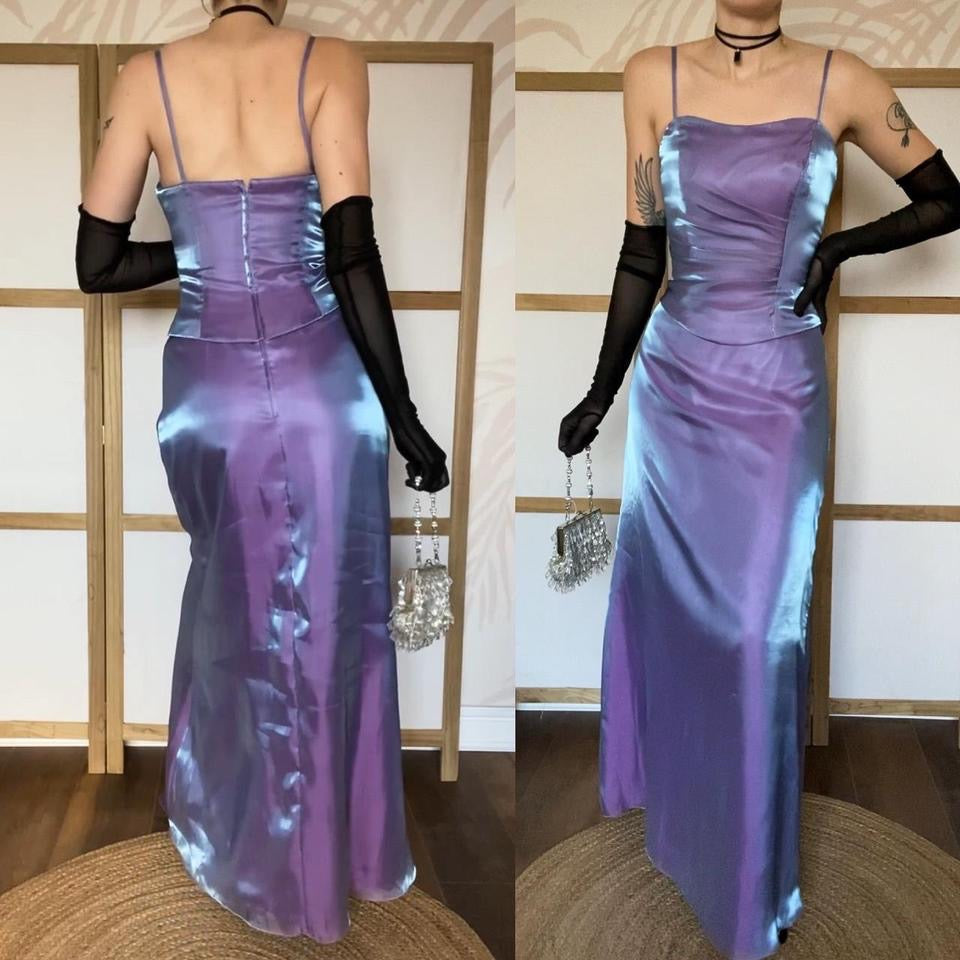 Hilary Morgan purple iridescent evening dress UK 12