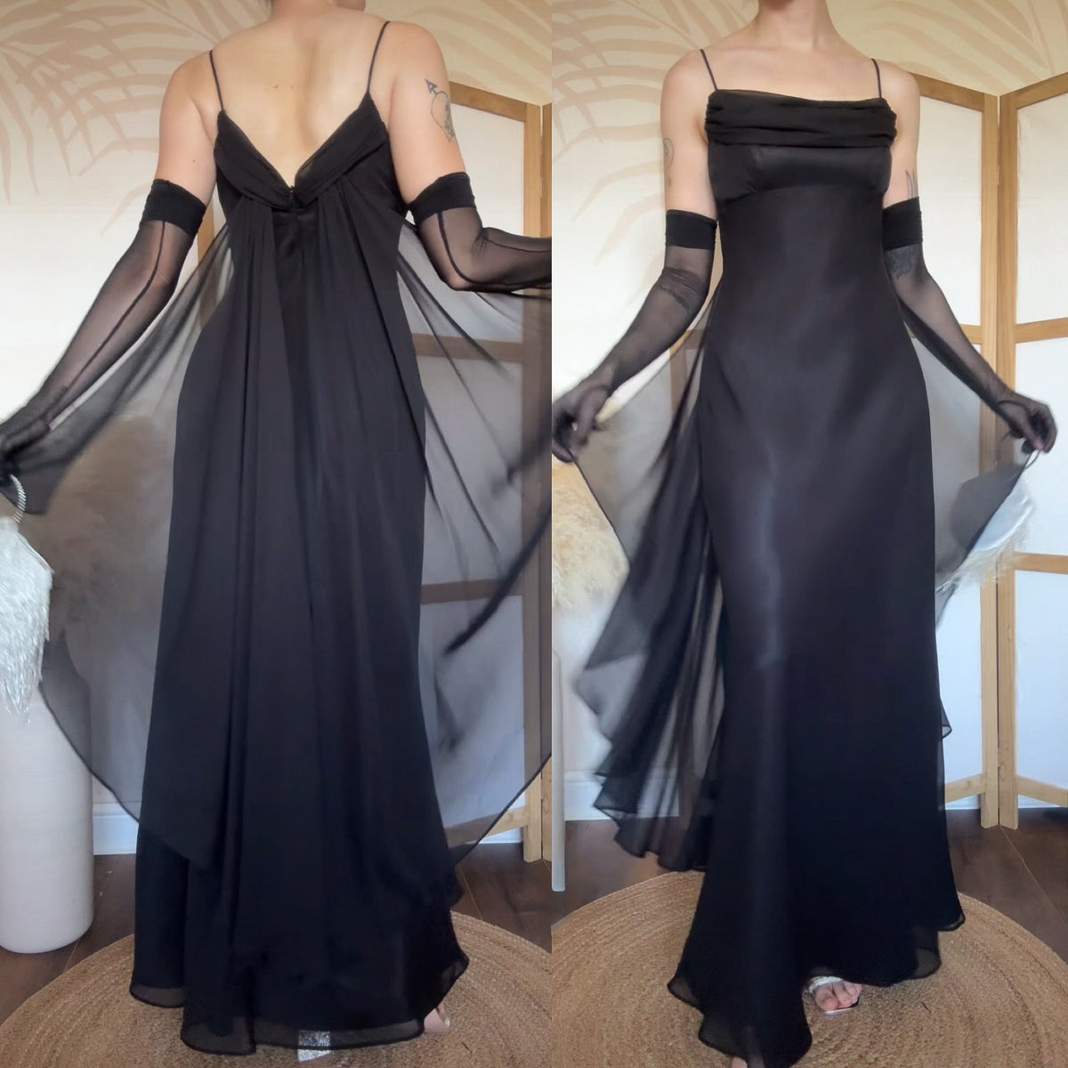 Black chiffon prom dress uk 10