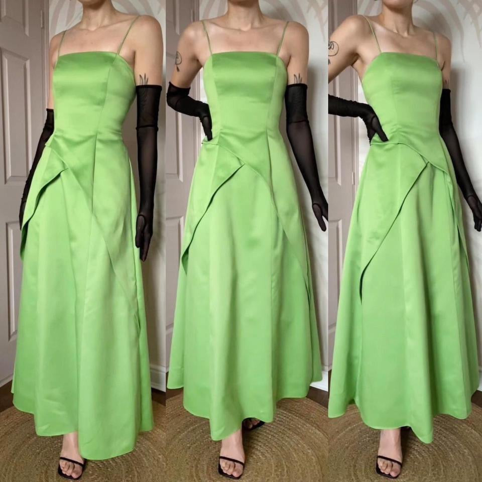 Morgan & Co green strappy back prom dress uk 10-12